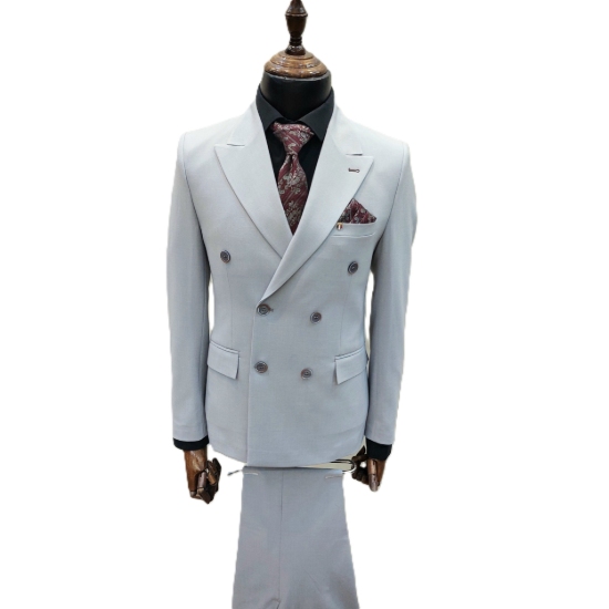 تصویر کت شلوار مردانه مدل دبل برست شش دکمه بزیاق