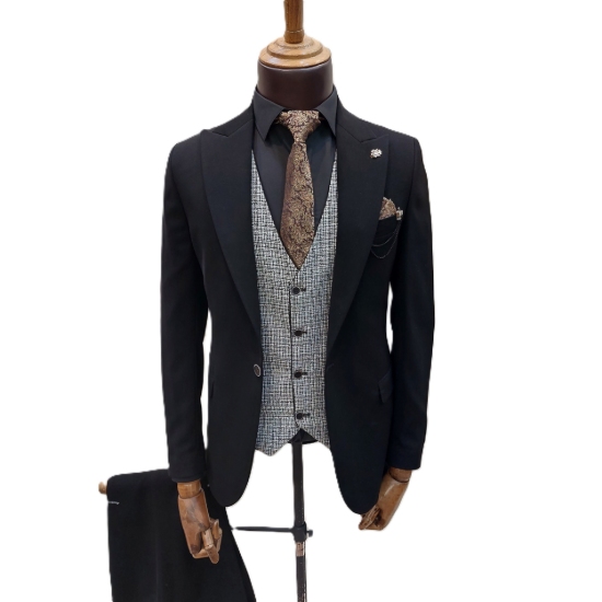 تصویر کت شلوار مردانه مدل جلیقه دورو مجلسی و دامادی