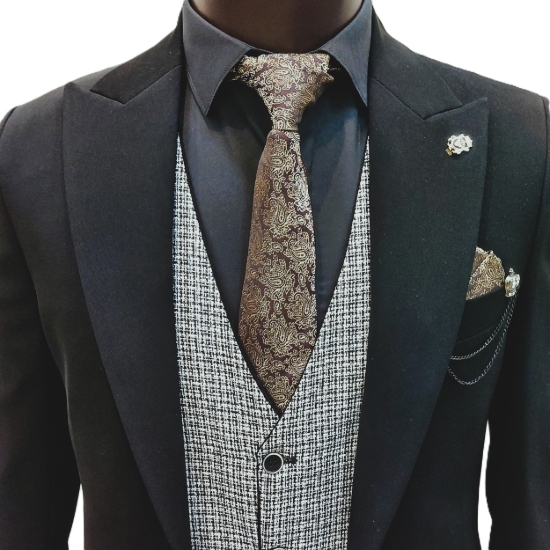 تصویر کت شلوار مردانه مدل جلیقه دورو مجلسی و دامادی