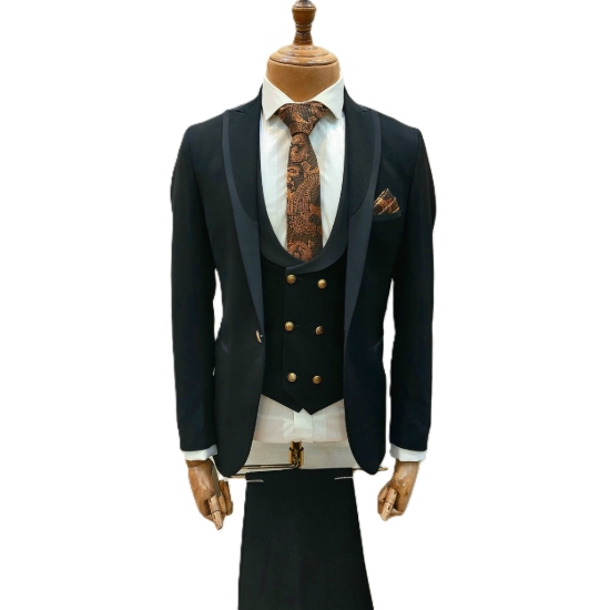 تصویر کت شلوار مردانه مدل جلیقه دار دامادی